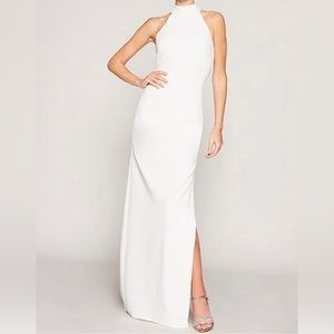 Badgley Mischka White Halter Wedding Dress